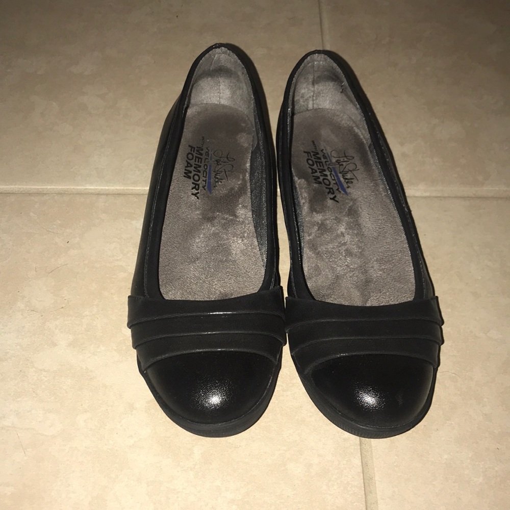 Black memory foam flats.